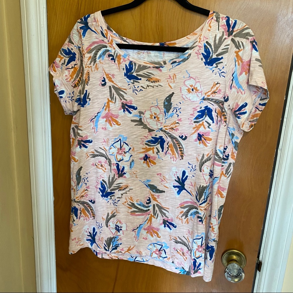Lands End Pink multi floral T-shirt Size Large
